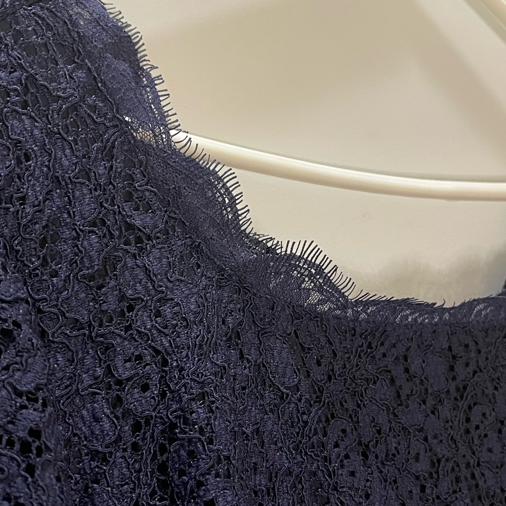 Adrianna Papell Midnight Blue Lace Dress Party Cocktail Size 18W - Picture 3 of 10